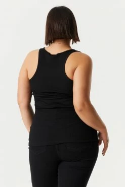 Stitches Ladies Plus Size Ribbed Racerback Tank Top