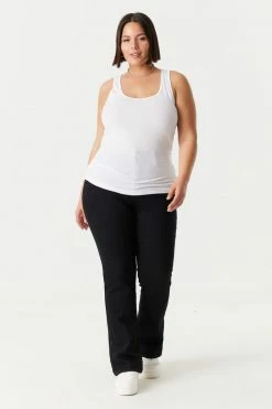 Stitches Ladies Plus Size Ribbed Racerback Tank Top