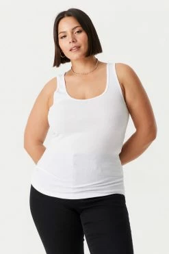 Stitches Ladies Plus Size Ribbed Racerback Tank Top