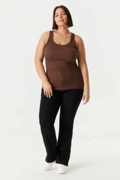 Stitches Ladies Plus Size Ribbed Racerback Tank Top