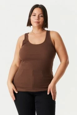 Stitches Ladies Plus Size Ribbed Racerback Tank Top