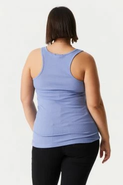 Stitches Ladies Plus Size Ribbed Racerback Tank Top