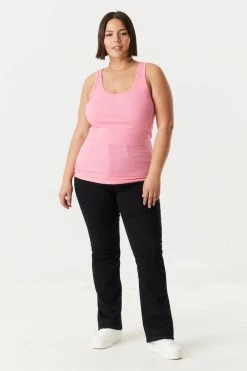 Stitches Ladies Plus Size Ribbed Racerback Tank Top