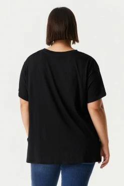 Stitches Ladies Plus Sized Single Pocket T-Shirt