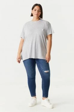 Stitches Ladies Plus Sized Single Pocket T-Shirt