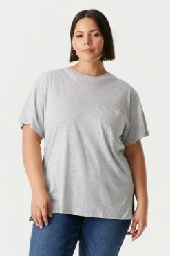Stitches Ladies Plus Sized Single Pocket T-Shirt