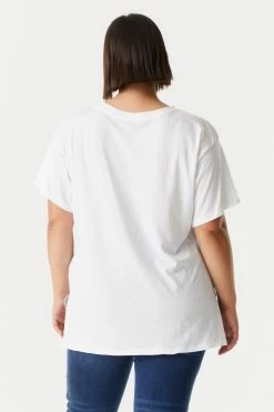 Stitches Ladies Plus Sized Single Pocket T-Shirt