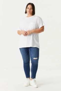 Stitches Ladies Plus Sized Single Pocket T-Shirt