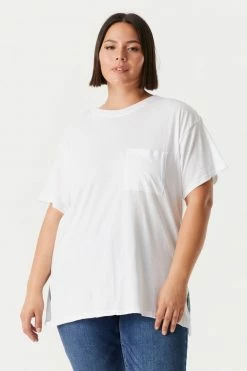 Stitches Ladies Plus Sized Single Pocket T-Shirt