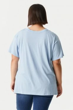 Stitches Ladies Plus Sized Single Pocket T-Shirt