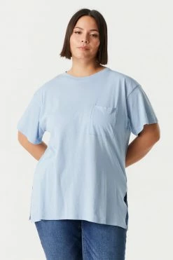 Stitches Ladies Plus Sized Single Pocket T-Shirt