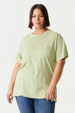 Stitches Ladies Plus Sized Single Pocket T-Shirt