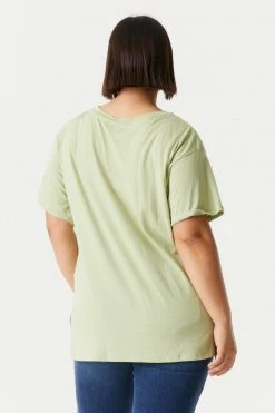 Stitches Ladies Plus Sized Single Pocket T-Shirt