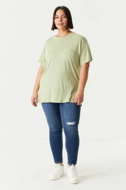 Stitches Ladies Plus Sized Single Pocket T-Shirt