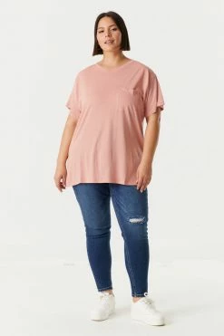 Stitches Ladies Plus Sized Single Pocket T-Shirt