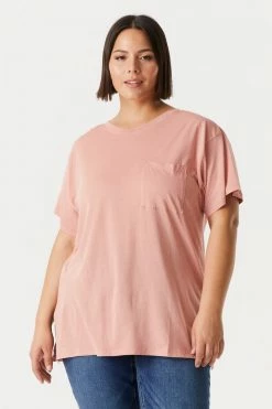 Stitches Ladies Plus Sized Single Pocket T-Shirt