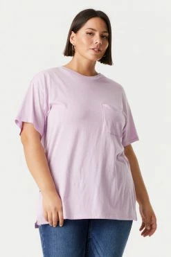 Stitches Ladies Plus Sized Single Pocket T-Shirt