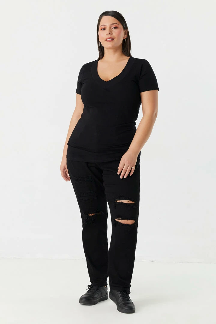 Stitches Ladies Plus Size V-Neck T-Shirt Tops 6 Stitches Ladies Plus Size V-Neck T-Shirt Tops