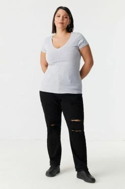 Stitches Ladies Plus Size V-Neck T-Shirt Tops 35 Stitches Ladies Plus Size V-Neck T-Shirt Tops