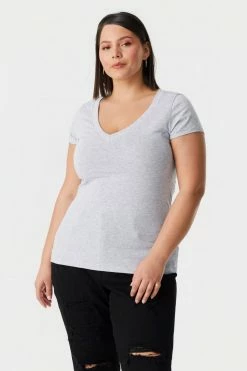 Stitches Ladies Plus Size V-Neck T-Shirt Tops 33 Stitches Ladies Plus Size V-Neck T-Shirt Tops