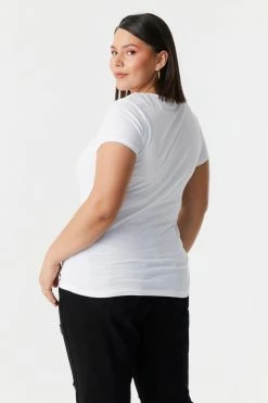 Stitches Ladies Plus Size V-Neck T-Shirt Tops 37 Stitches Ladies Plus Size V-Neck T-Shirt Tops