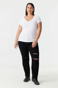 Stitches Ladies Plus Size V-Neck T-Shirt Tops 38 Stitches Ladies Plus Size V-Neck T-Shirt Tops