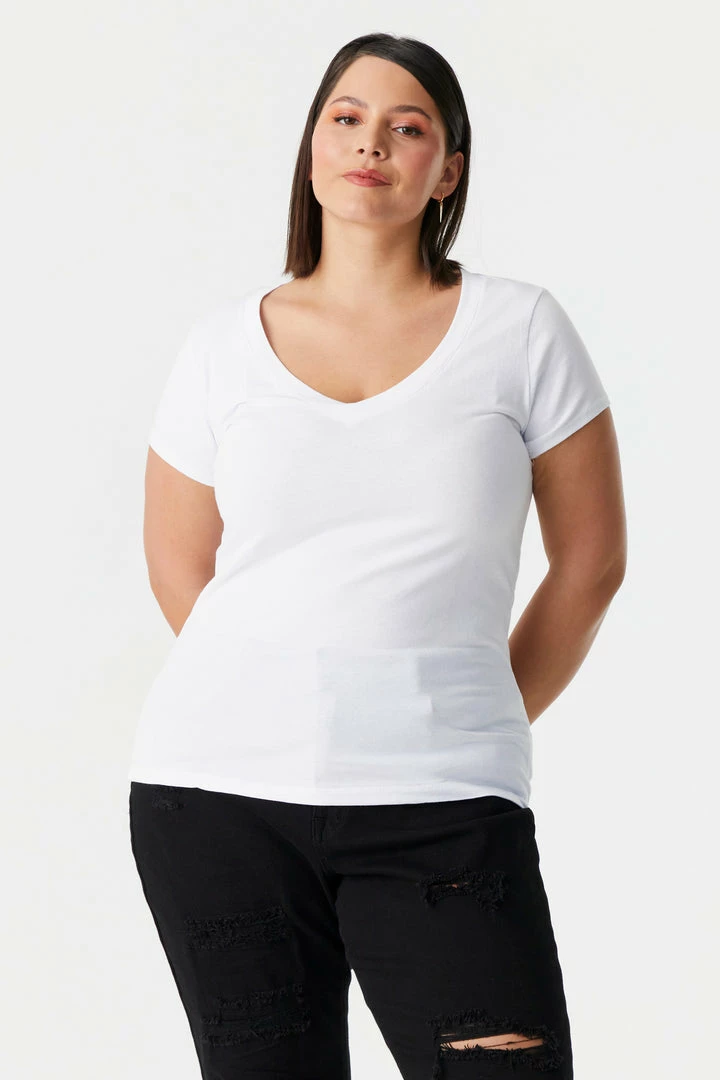 Stitches Ladies Plus Size V-Neck T-Shirt Tops 10 Stitches Ladies Plus Size V-Neck T-Shirt Tops