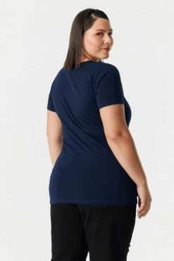 Stitches Ladies Plus Size V-Neck T-Shirt Tops