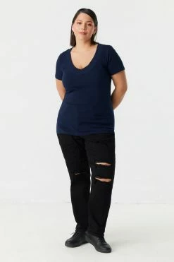 Stitches Ladies Plus Size V-Neck T-Shirt Tops 29 Stitches Ladies Plus Size V-Neck T-Shirt Tops