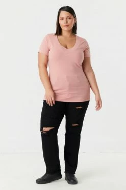 Stitches Ladies Plus Size V-Neck T-Shirt Tops 44 Stitches Ladies Plus Size V-Neck T-Shirt Tops