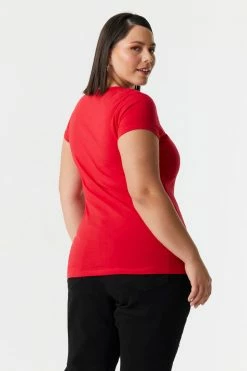 Stitches Ladies Plus Size V-Neck T-Shirt Tops 49 Stitches Ladies Plus Size V-Neck T-Shirt Tops