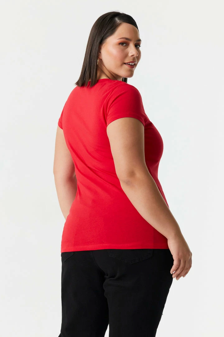 Stitches Ladies Plus Size V-Neck T-Shirt Tops 23 Stitches Ladies Plus Size V-Neck T-Shirt Tops