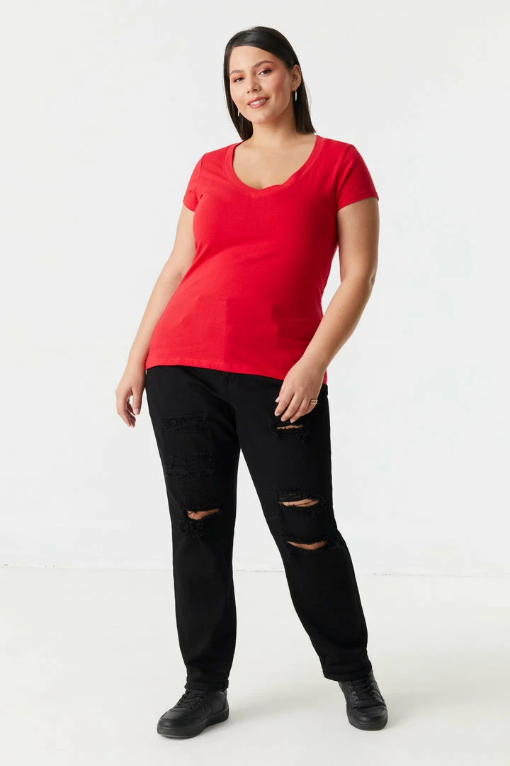 Stitches Ladies Plus Size V-Neck T-Shirt Tops 24 Stitches Ladies Plus Size V-Neck T-Shirt Tops