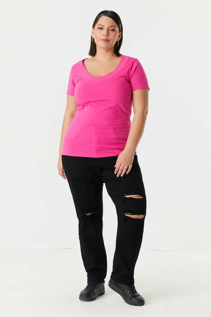 Stitches Ladies Plus Size V-Neck T-Shirt Tops 27 Stitches Ladies Plus Size V-Neck T-Shirt Tops