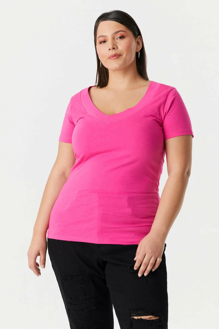 Stitches Ladies Plus Size V-Neck T-Shirt Tops 25 Stitches Ladies Plus Size V-Neck T-Shirt Tops