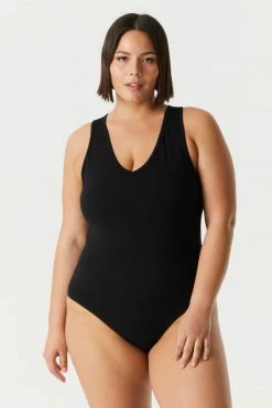 Stitches Ladies Tops Plus Size V-Neck Racerback Bodysuit 47 Stitches Ladies Tops Plus Size V-Neck Racerback Bodysuit