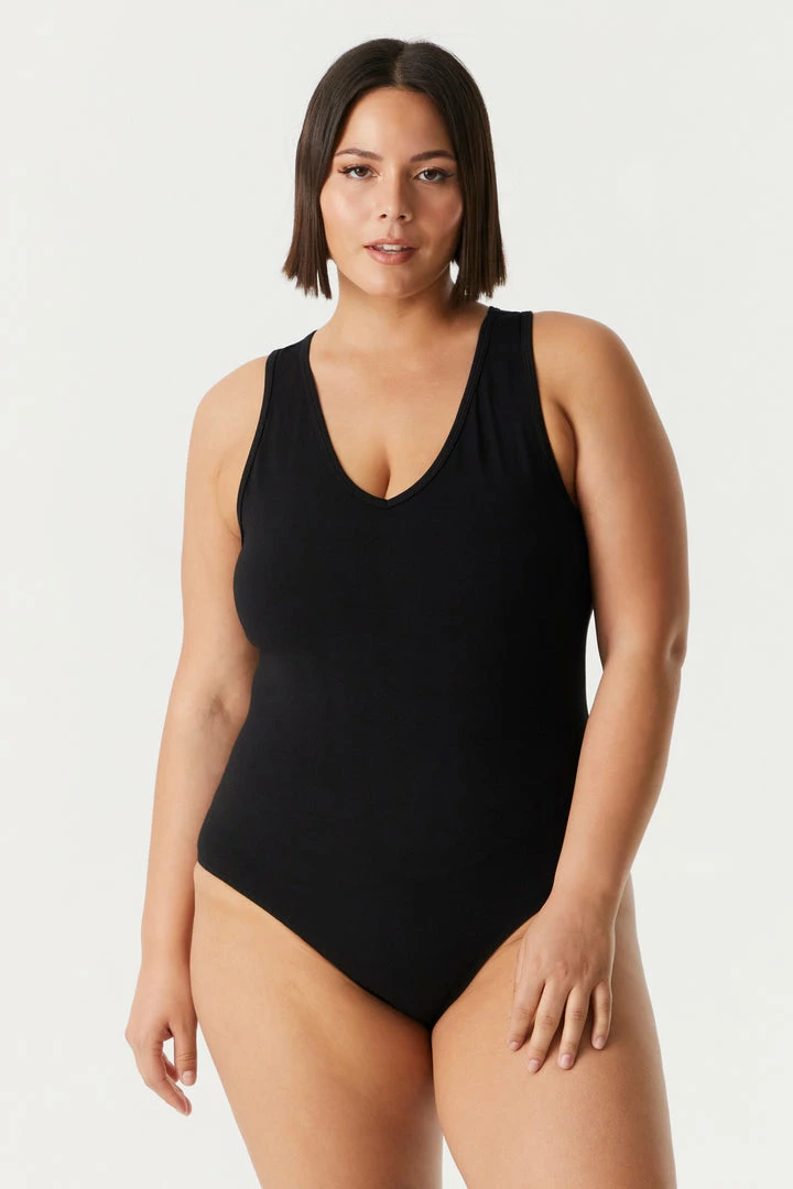 Stitches Ladies Tops Plus Size V-Neck Racerback Bodysuit 8 Stitches Ladies Tops Plus Size V-Neck Racerback Bodysuit