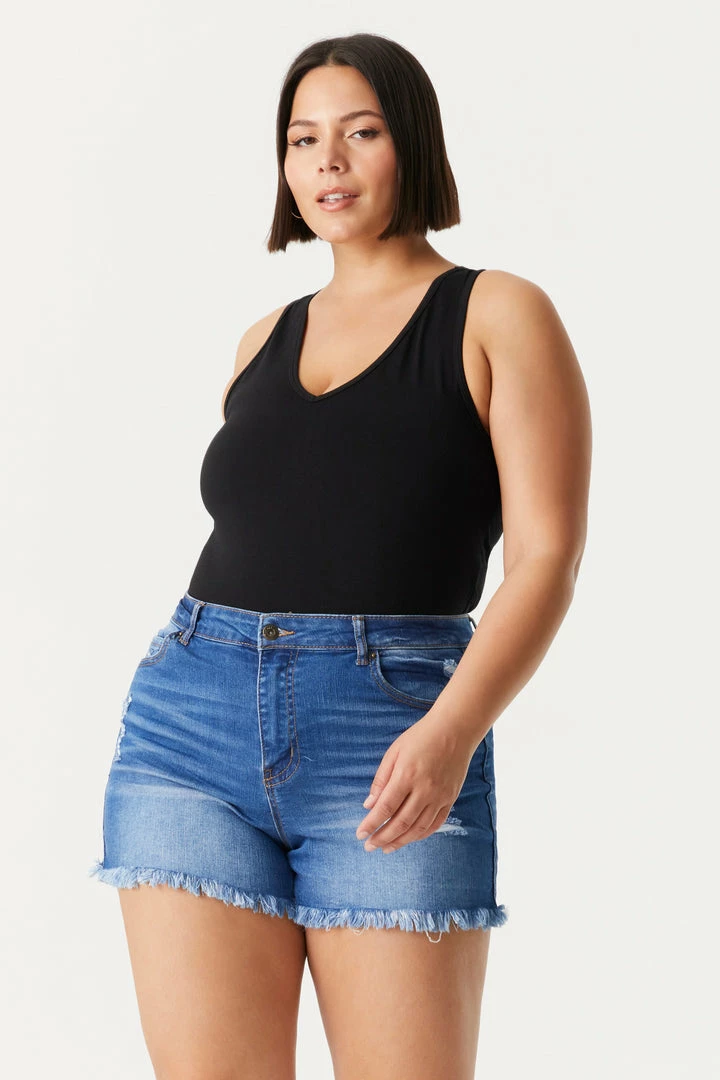 Stitches Ladies Tops Plus Size V-Neck Racerback Bodysuit 6 Stitches Ladies Tops Plus Size V-Neck Racerback Bodysuit