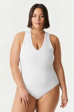 Stitches Ladies Tops Plus Size V-Neck Racerback Bodysuit 52 Stitches Ladies Tops Plus Size V-Neck Racerback Bodysuit