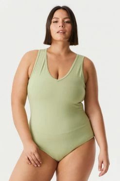 Stitches Ladies Tops Plus Size V-Neck Racerback Bodysuit 42 Stitches Ladies Tops Plus Size V-Neck Racerback Bodysuit