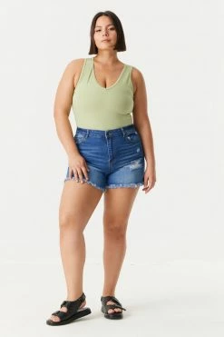 Stitches Ladies Tops Plus Size V-Neck Racerback Bodysuit 44 Stitches Ladies Tops Plus Size V-Neck Racerback Bodysuit