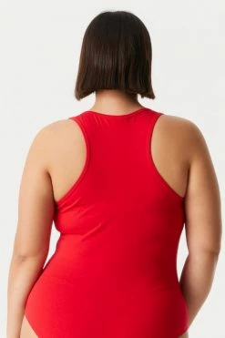 Stitches Ladies Tops Plus Size V-Neck Racerback Bodysuit 63 Stitches Ladies Tops Plus Size V-Neck Racerback Bodysuit