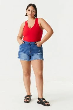 Stitches Ladies Tops Plus Size V-Neck Racerback Bodysuit 64 Stitches Ladies Tops Plus Size V-Neck Racerback Bodysuit