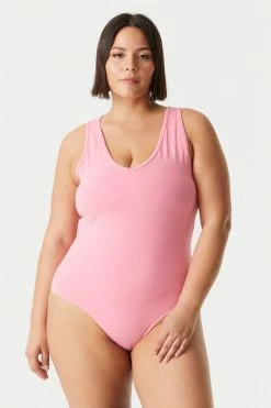 Stitches Ladies Tops Plus Size V-Neck Racerback Bodysuit 67 Stitches Ladies Tops Plus Size V-Neck Racerback Bodysuit