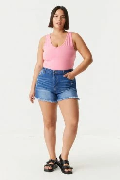 Stitches Ladies Tops Plus Size V-Neck Racerback Bodysuit 69 Stitches Ladies Tops Plus Size V-Neck Racerback Bodysuit