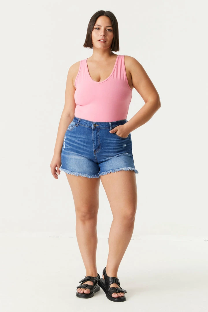 Stitches Ladies Tops Plus Size V-Neck Racerback Bodysuit 30 Stitches Ladies Tops Plus Size V-Neck Racerback Bodysuit