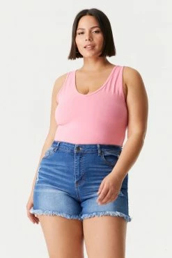 Stitches Ladies Tops Plus Size V-Neck Racerback Bodysuit 65 Stitches Ladies Tops Plus Size V-Neck Racerback Bodysuit