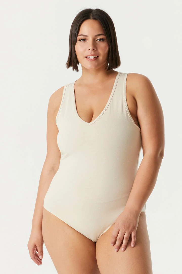 Stitches Ladies Tops Plus Size V-Neck Racerback Bodysuit 38 Stitches Ladies Tops Plus Size V-Neck Racerback Bodysuit