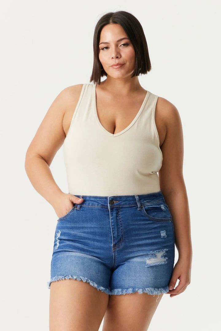 Stitches Ladies Tops Plus Size V-Neck Racerback Bodysuit 36 Stitches Ladies Tops Plus Size V-Neck Racerback Bodysuit